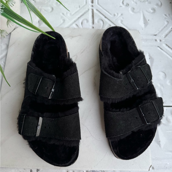 BIRKENSTOCK Arizona shearling fur black EU 37 US 7 Women New with tags $160 - Picture 9 of 12